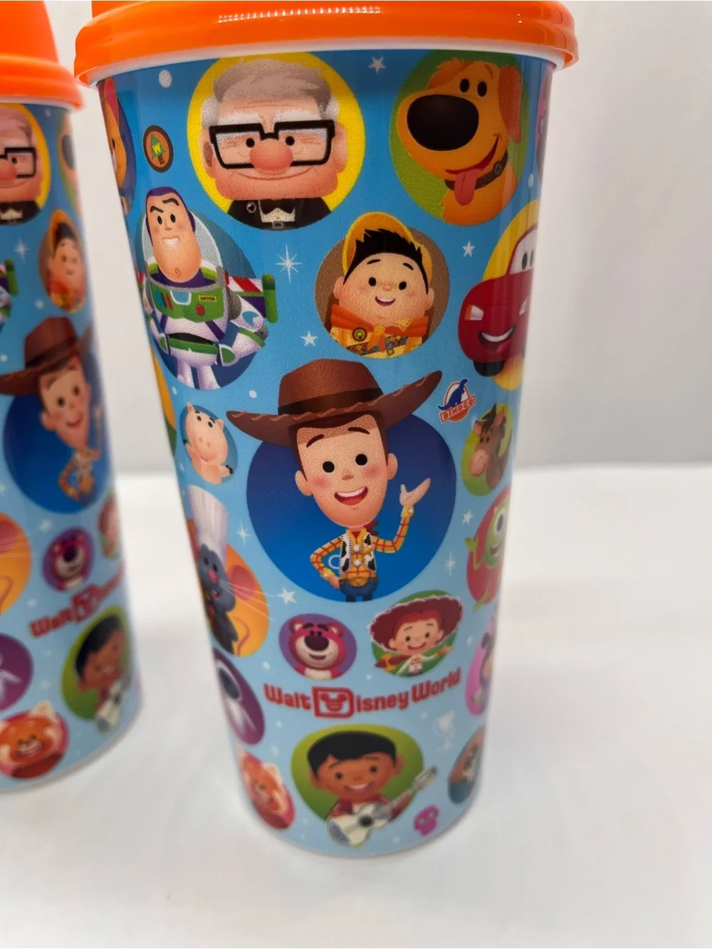 Disney Blue Character Travel Tumblers with Orange Lids - Set of 2